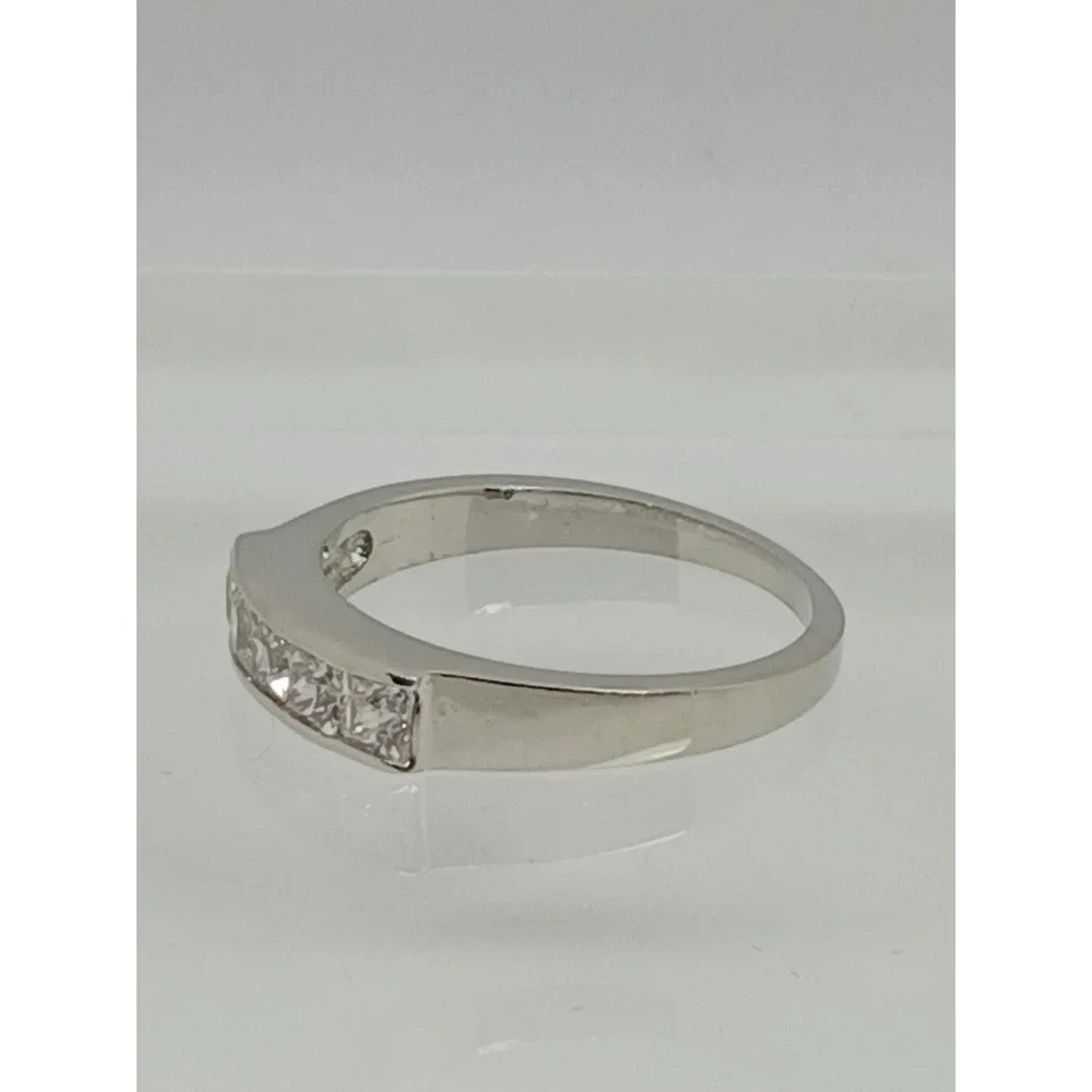 Silver Tone Princess Cut 5 Stone Channel Set Cubic Zirconia Band Ring Size 8